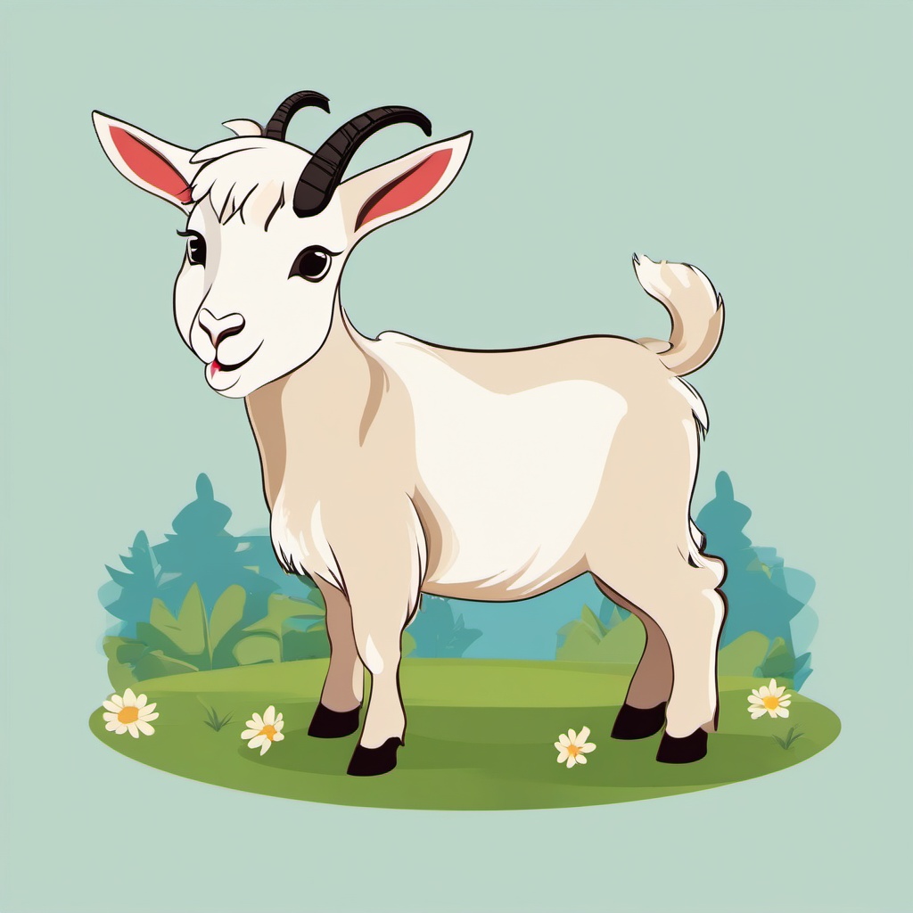 Kid Goat clipart - Playful kid goat on the farm, ,vector color clipart,minimal