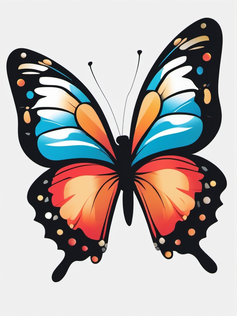 Butterfly Clipart - A delicate butterfly in the breeze.  color clipart, minimalist, vector art, 