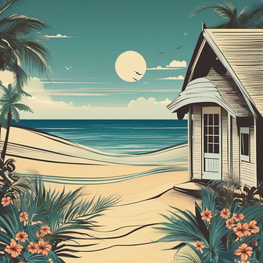 Beach background - beach cottage background  