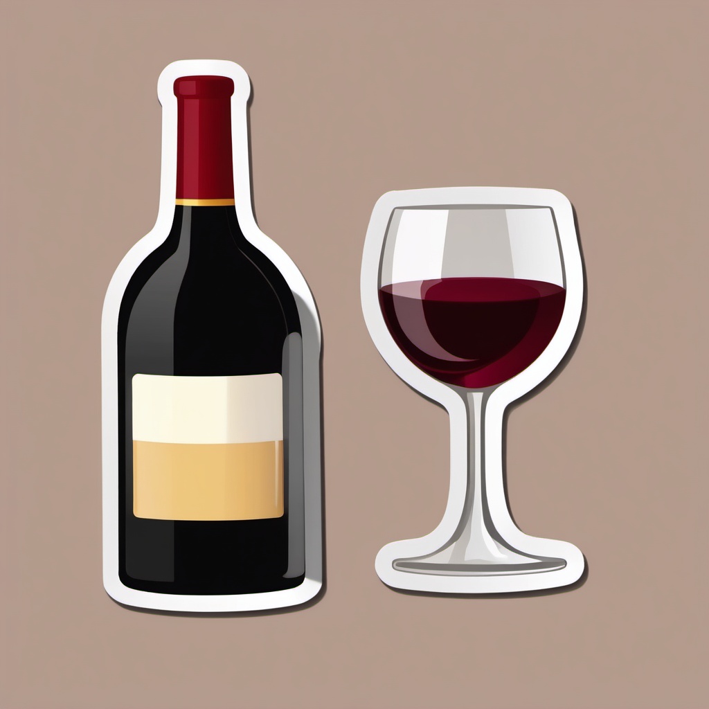 Wine Bottle and Glass Emoji Sticker - Celebratory pairing, , sticker vector art, minimalist design