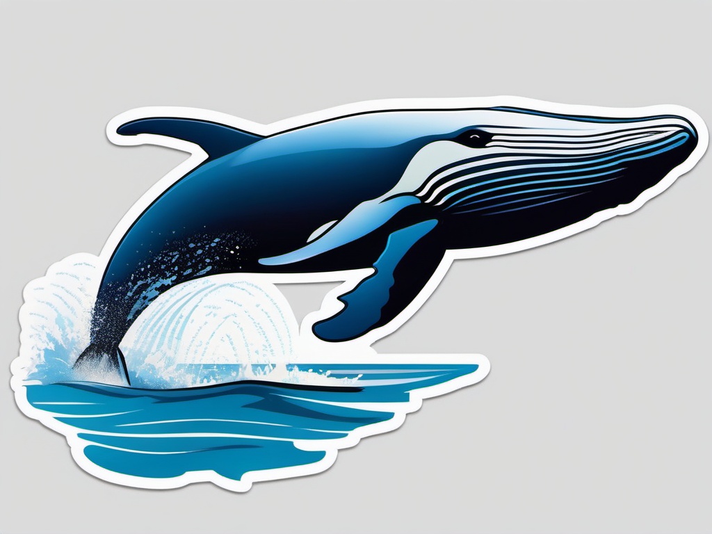 Humpback Whale Sticker - A majestic humpback whale breaching the ocean surface, ,vector color sticker art,minimal