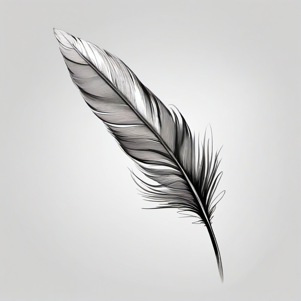 drawing of a single feather blowing in the wind  minimal rough sketch scribbles,doodles,black and white