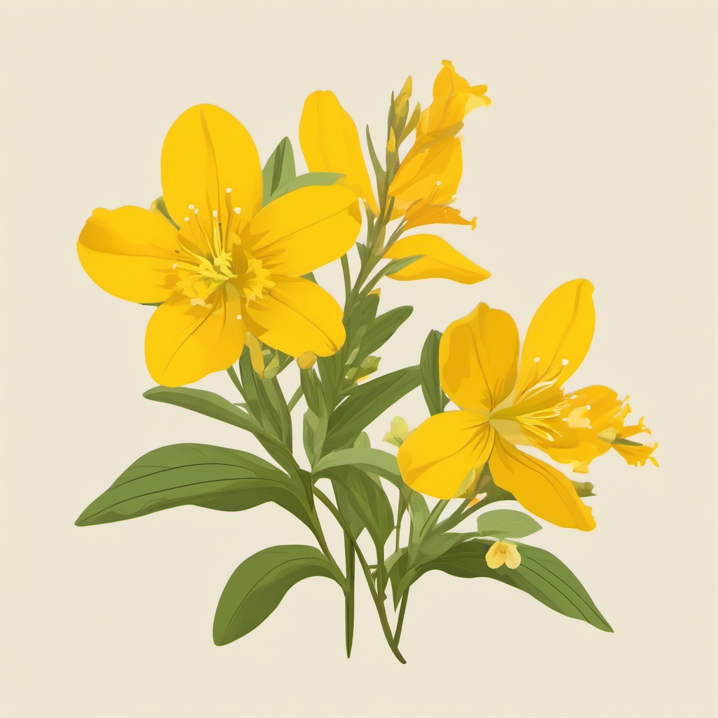 Taiga Yellow Monkeyflower Clip Art - Yellow monkeyflower in the taiga,  color vector clipart, minimal style