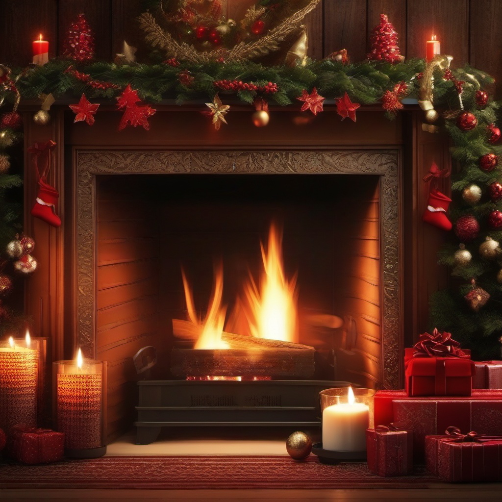 Cozy Fireside Gathering Christmas Background intricate details, patterns, wallpaper photo