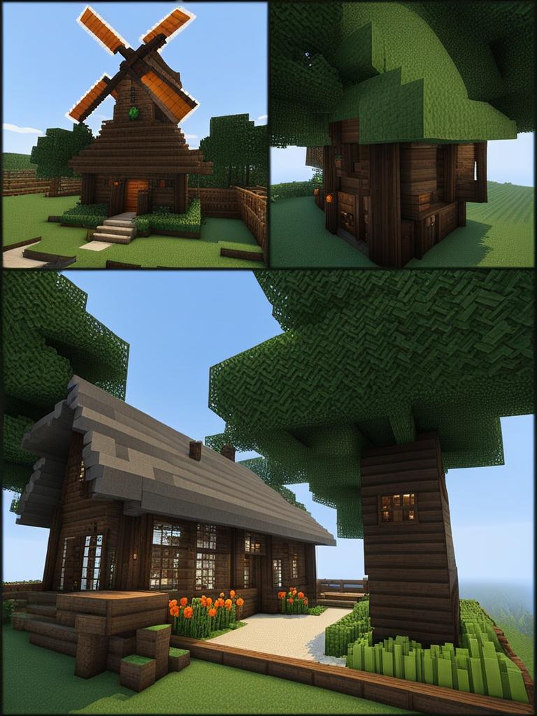 rustic farmhouse with a windmill and vegetable garden - minecraft house design ideas minecraft block style