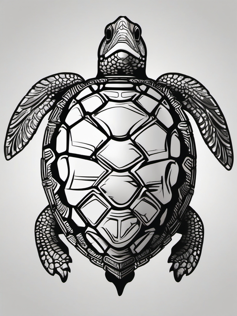 Realistic Turtle - With intricate details, the realistic turtle illustration brings forth the lifelike qualities of this marvelous creature.  vector art, clipart, minimal