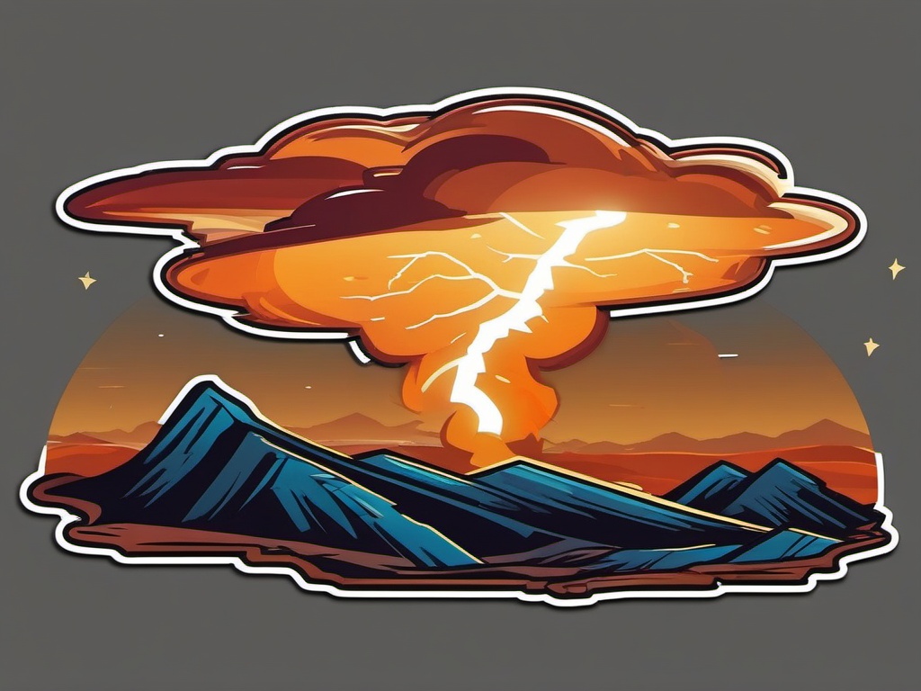 Lightning over desert sticker- Electrifying and vast, , sticker vector art, minimalist design