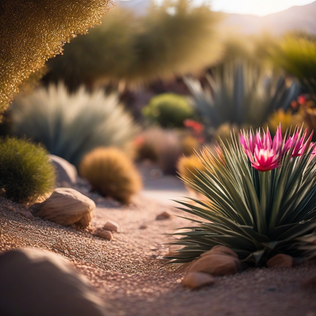 Desert Oasis Garden - Create an oasis in the desert with desert oasis garden landscaping. realistic, professional photography, bokeh, natural lighting, canon lens, shot on dslr 64 megapixels sharp focus