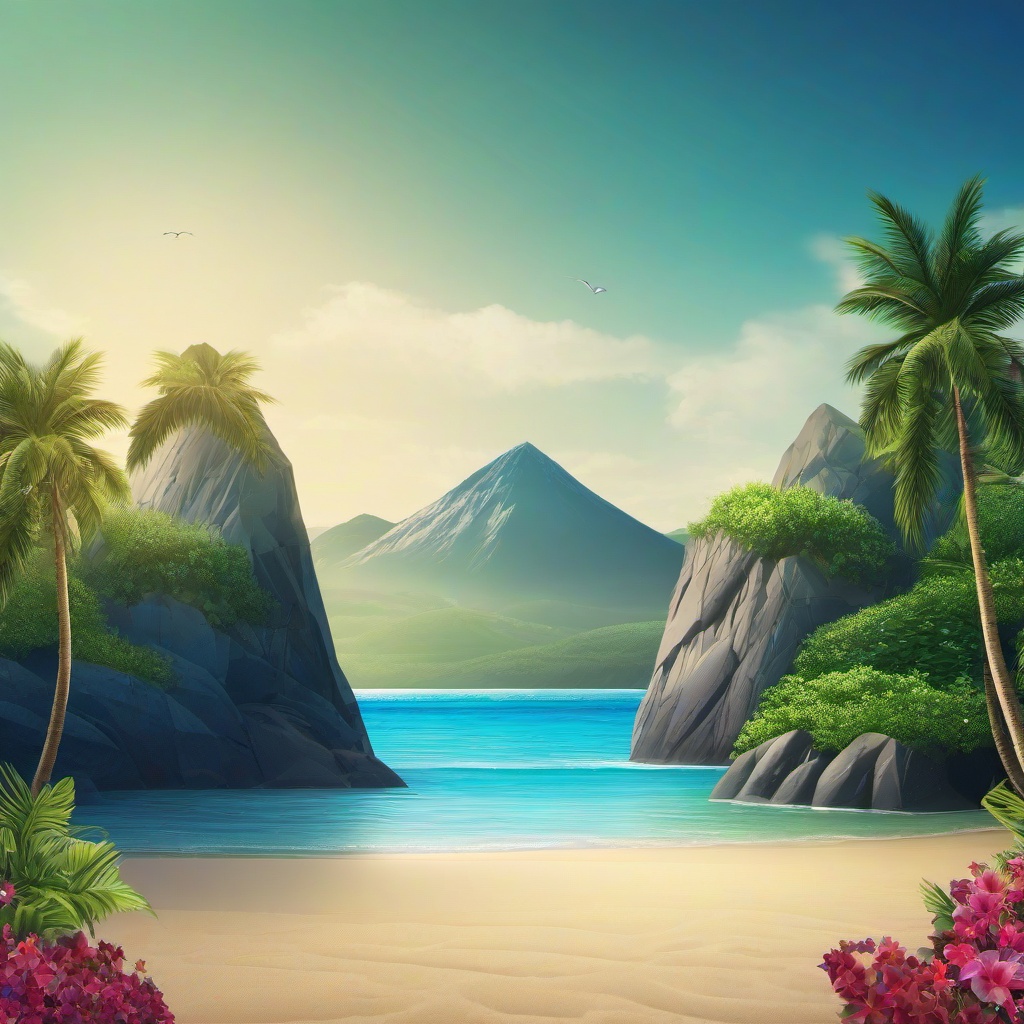 Beach background - beach with mountain background  