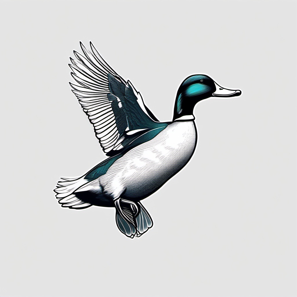 Mallard Duck Tattoos - Duck in tattoo design  minimal tattoo design, white background