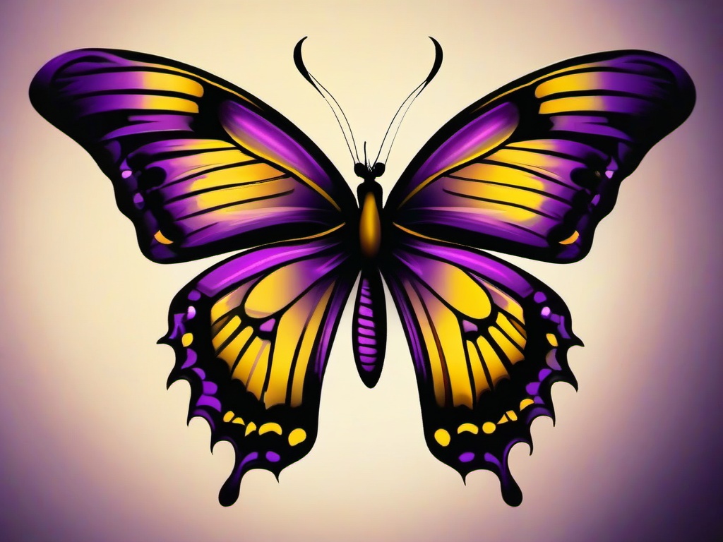 purple and yellow butterfly tattoo  