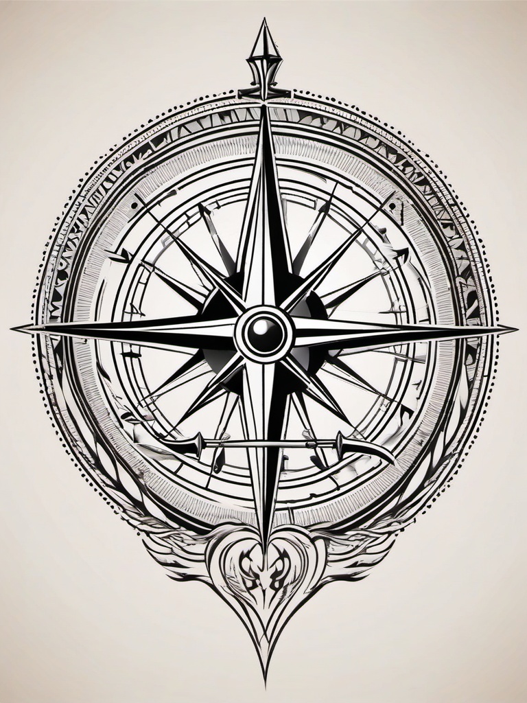 compass and arrow tattoo  vector tattoo design