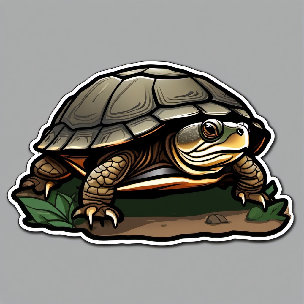 Eastern Mud Turtle cartoon - small, slow-moving freshwater turtle  cartoon sticker style