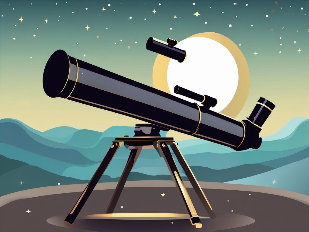 Telescope clipart - Optical instrument for observing distant objects in space, ,color clipart vector style