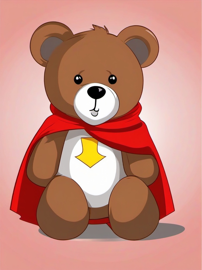 Teddy Bear clipart - teddy bear wearing a superhero cape  color,minimalist,vector clipart