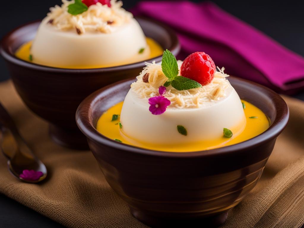 kulfi falooda, a dessert beverage with kulfi ice cream and vermicelli noodles. 