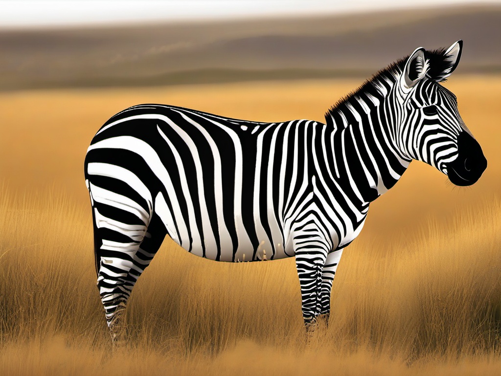 Cute Zebra in the Serengeti Grasslands  clipart, simple