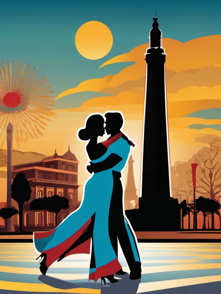 Buenos Aires clipart - Obelisco and Tango dancers in Argentina,  color vector clipart