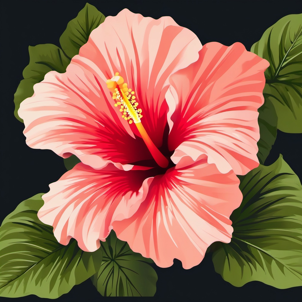 Hibiscus clipart, A vibrant hibiscus flower in full bloom.  simple, 2d flat