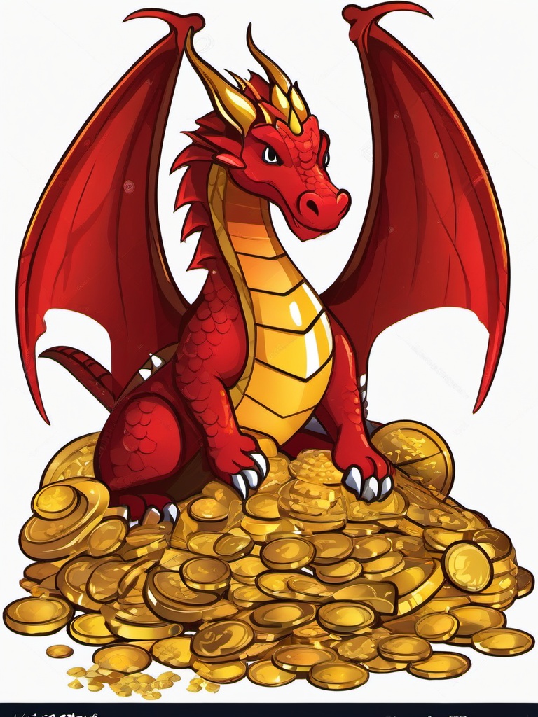 Dragon clipart - dragon surrounded by treasure  