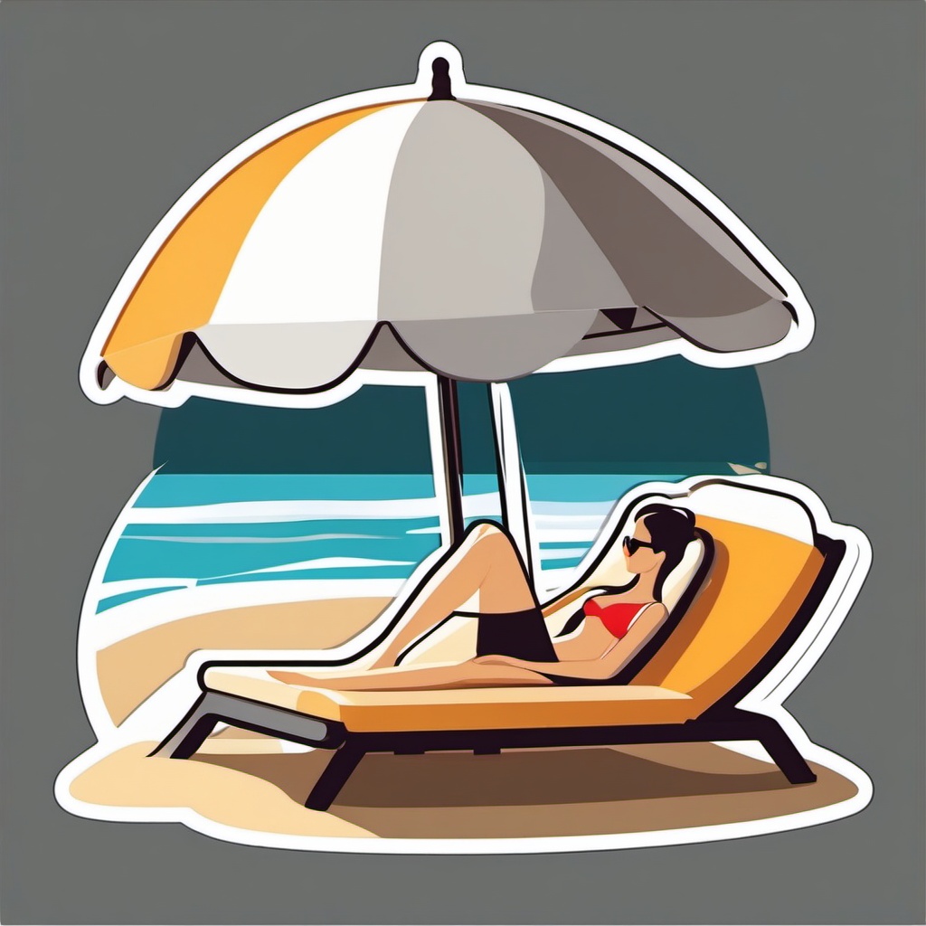 Beach and Sunbed Emoji Sticker - Lounging under the sun, , sticker vector art, minimalist design