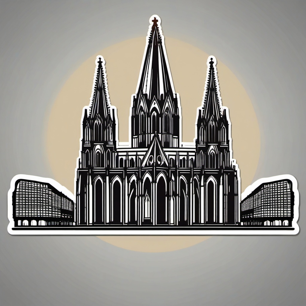 Cologne Cathedral sticker- Majestic Gothic cathedral in Cologne, Germany, , sticker vector art, minimalist design