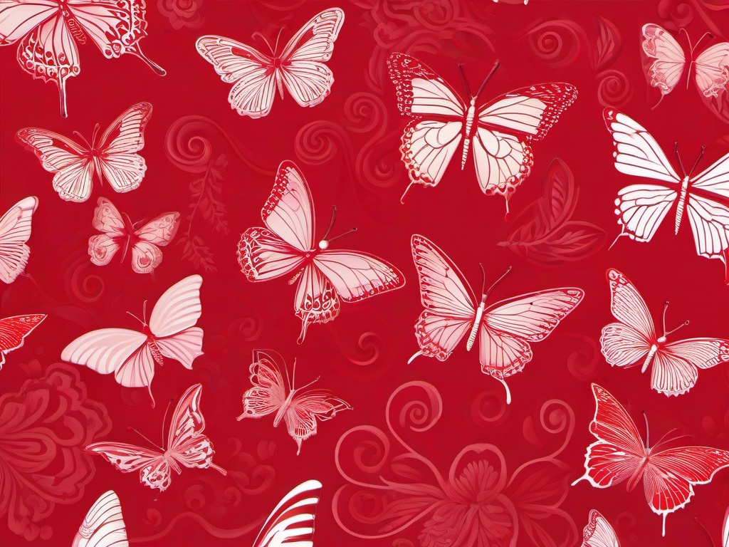 Red Butterflies Wallpaper - Soft red with butterfly motifs.  background wallpaper