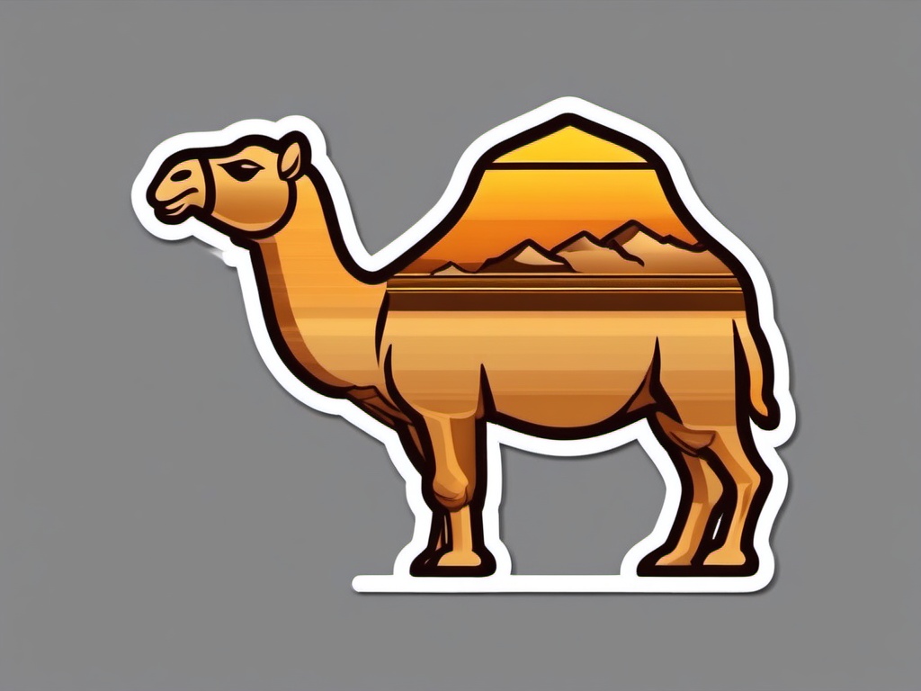 Desert Dunes and Camel Train Emoji Sticker - Caravan journey across arid landscapes, , sticker vector art, minimalist design