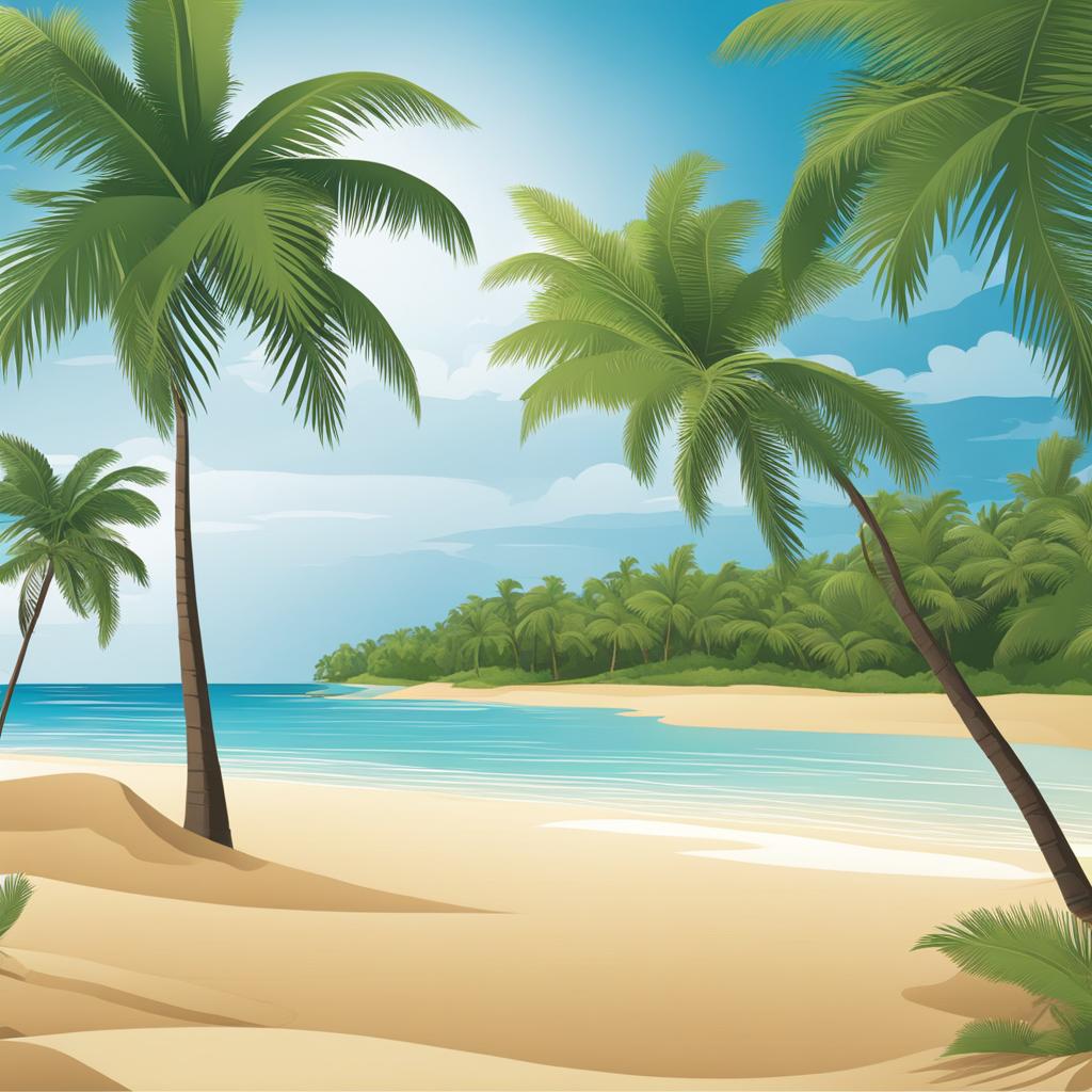 palm tree clipart: swaying gently on a tropical island beach. 