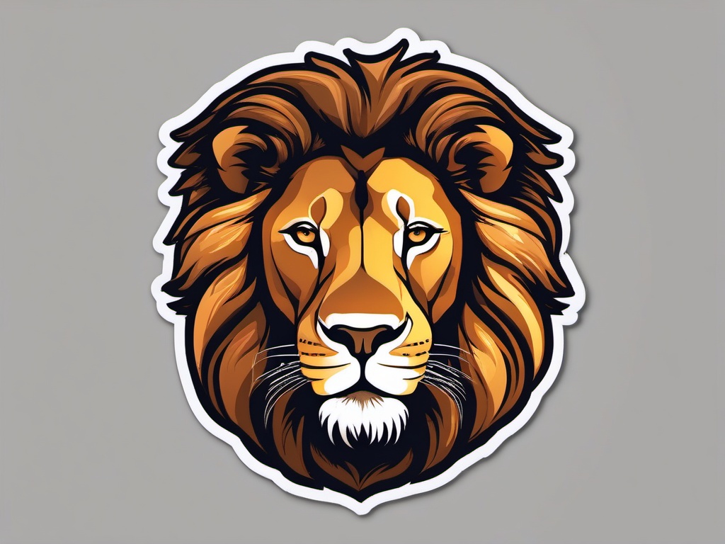 African Lion Sticker - A proud African lion with a majestic mane, ,vector color sticker art,minimal