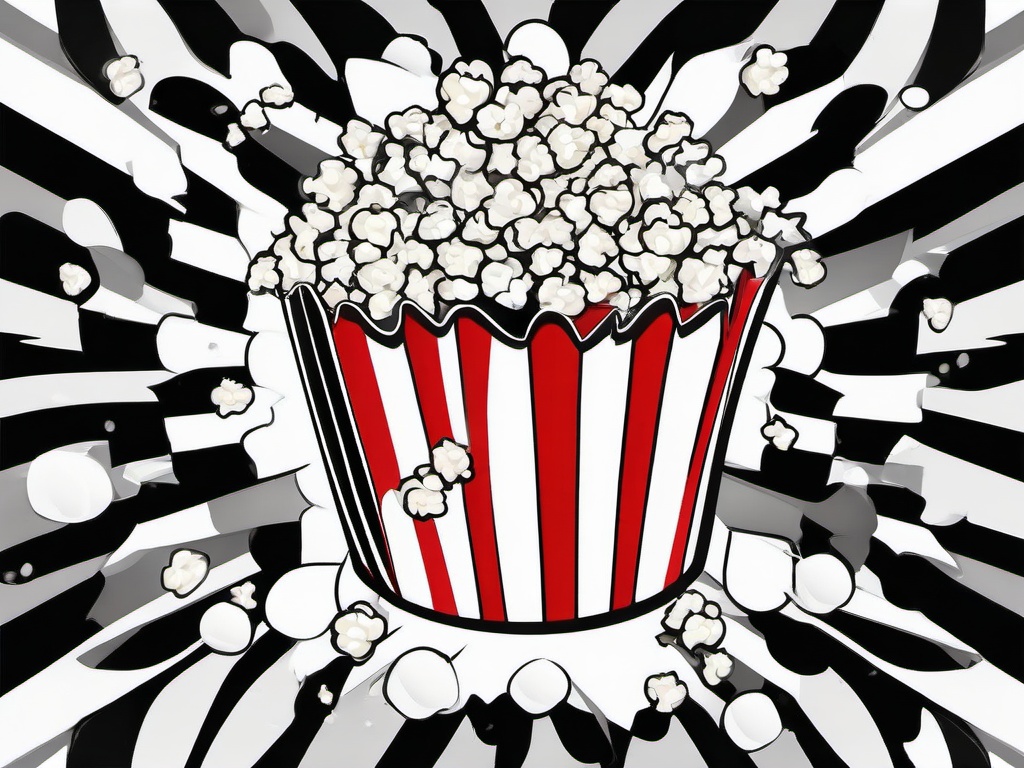 popcorn clipart black white  vector style illustration