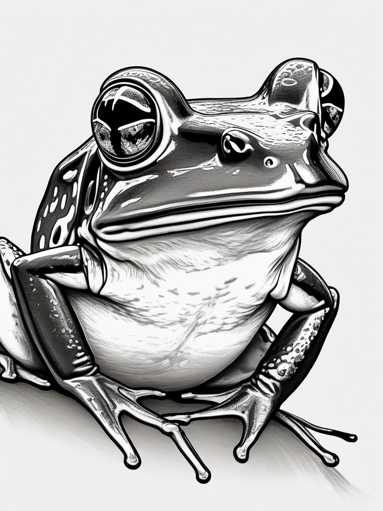 drawing of red-legged frog  minimal rough sketch scribbles,doodles,black and white