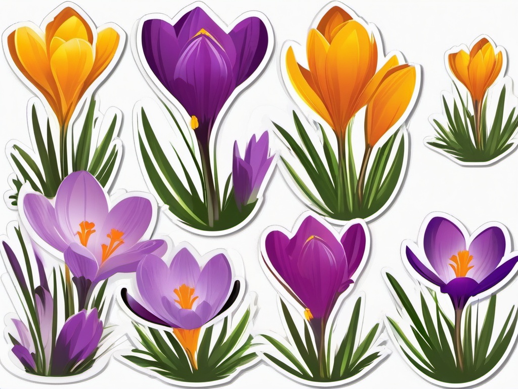 Crocus Sticker - Welcome the arrival of spring with the early and vibrant blooms of crocuses, , sticker vector art, minimalist design