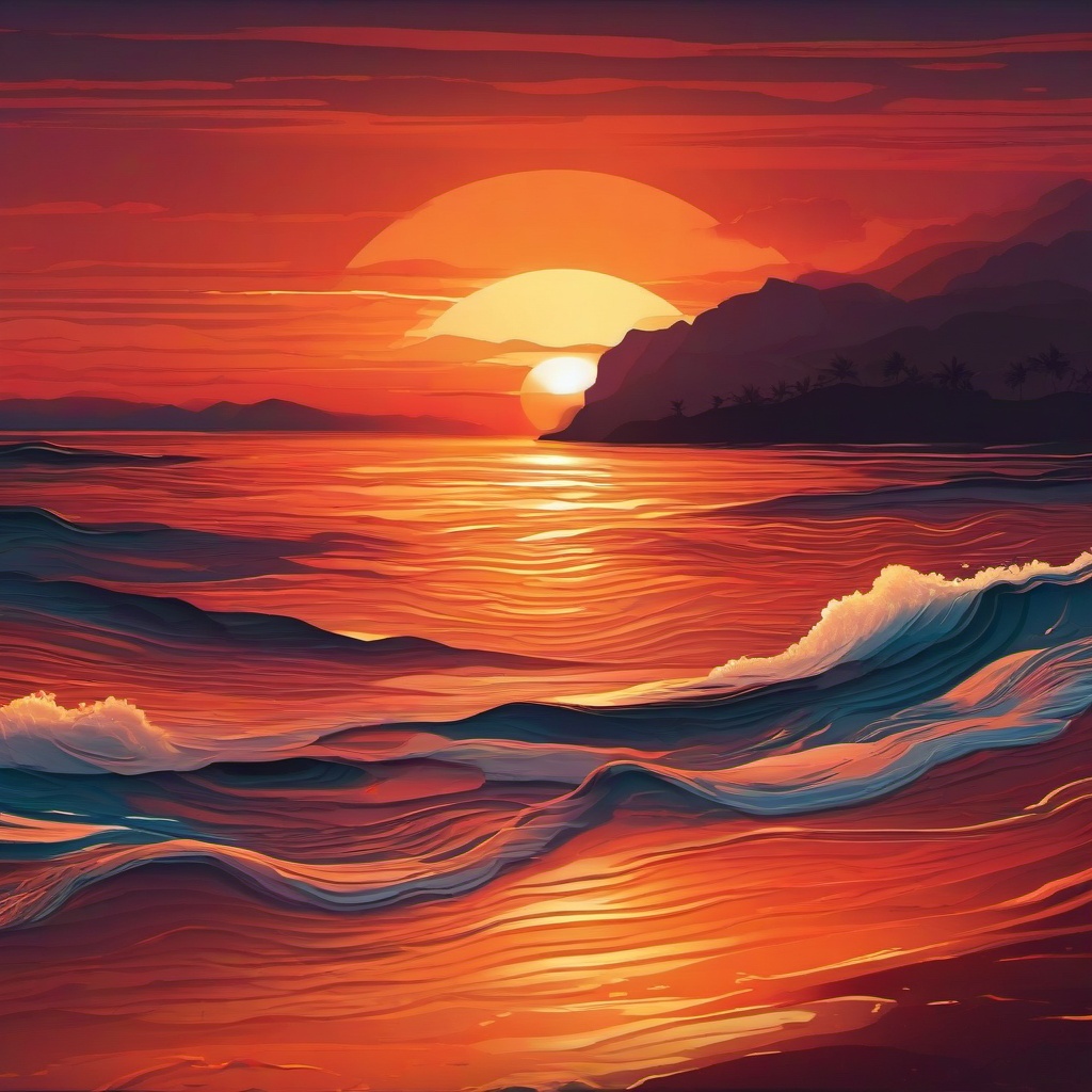 Sunset Background - Coastal Horizon with Warm Sunset Glow  intricate patterns, splash art, wallpaper art