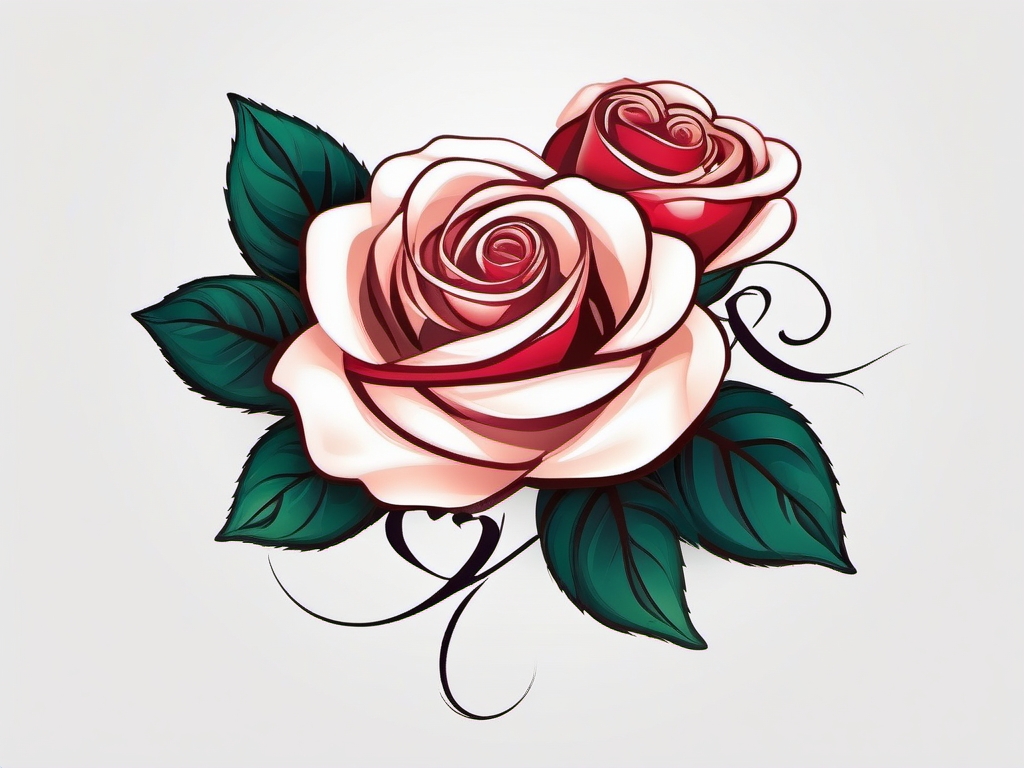 Infinite rose, where the petals form the infinity symbol, symbolizing everlasting love and timeless beauty.  colored tattoo style, minimalist, white background