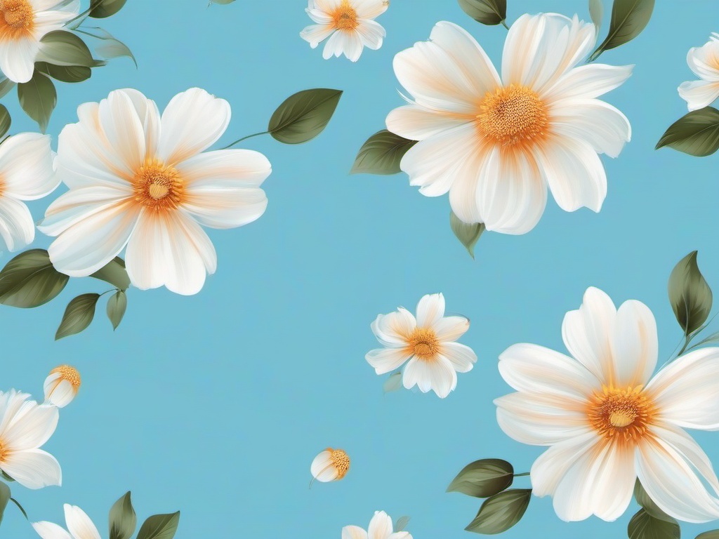 Sky Blue Background With Flowers  ,desktop background wallpaper