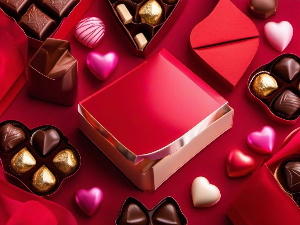 Valentines Day background - Close-up of chocolates in heart-shaped packaging  aesthetic background wallpaper