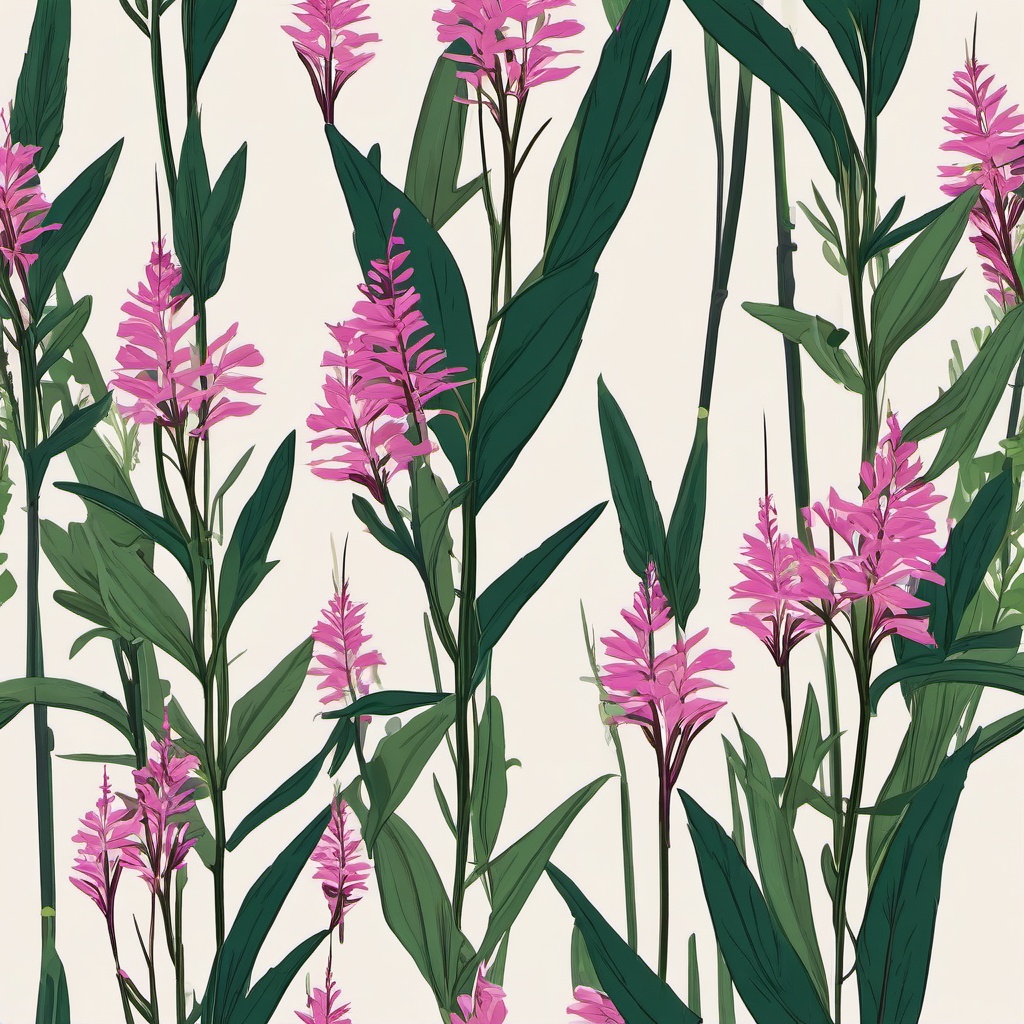 Boreal Rosebay Willowherb Clip Art - Rosebay willowherb in boreal forests, a natural wonder,  color vector clipart, minimal style