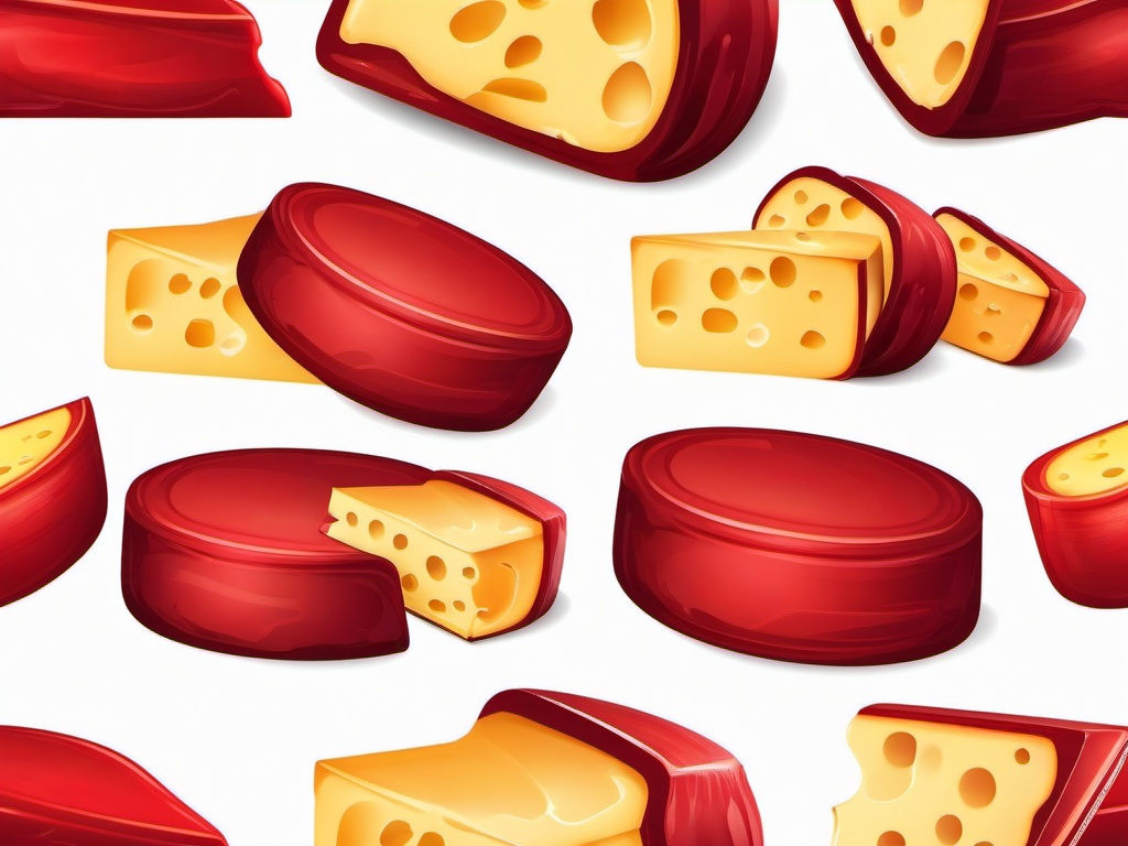 Gouda cheese round with red wax coating clipart.  vector style illustration, white background