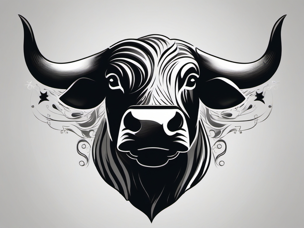 Raging bull tattoo. Unleashed power in art.  minimalist black white tattoo style