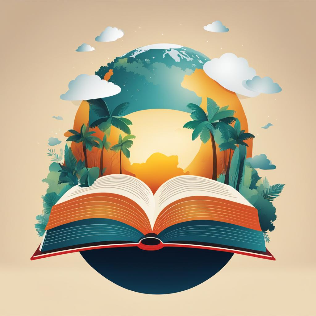 book clipart - opening to reveal a world of knowledge. 