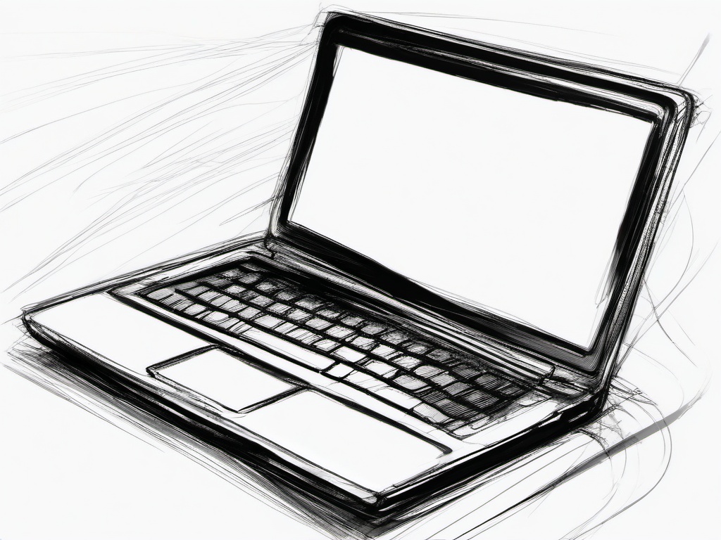 sketch of a laptop  minimal rough sketch scribbles,doodles,black and white