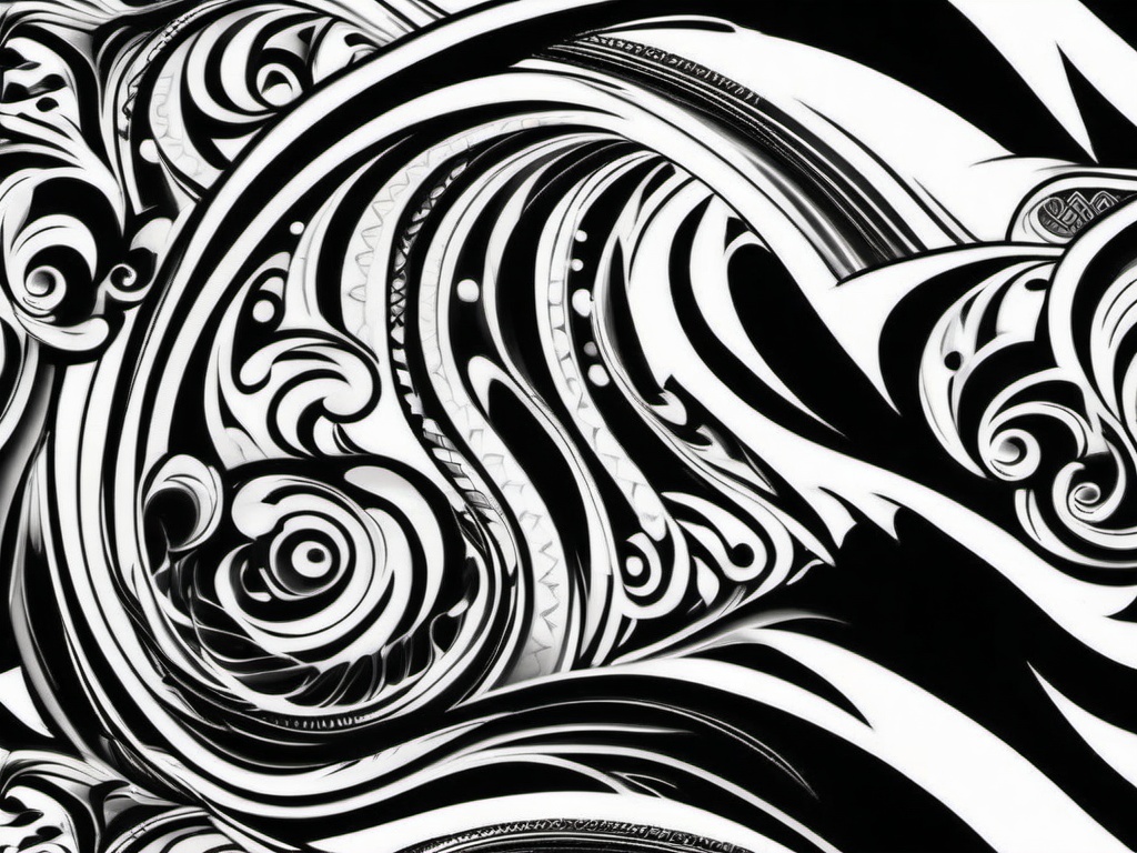 Tribal Wave Tattoo - Blends wave motifs with tribal elements, creating a unique and culturally inspired design.  simple tattoo design