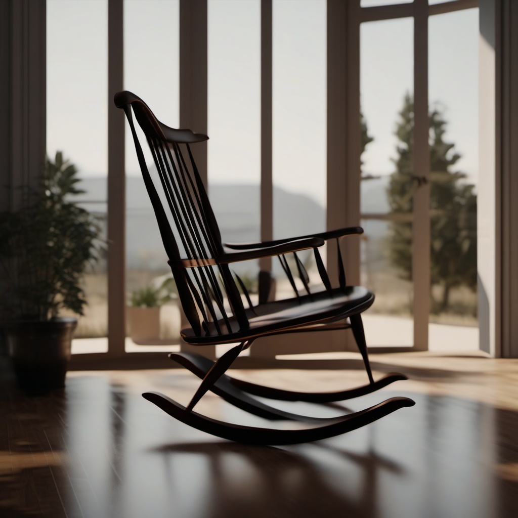 Creaky rocking chair sways gently, seemingly propelled by unseen hands.  8k, hyper realistic, cinematic