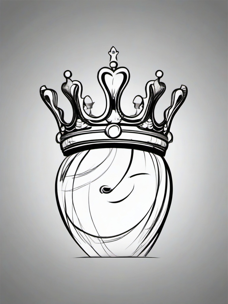 drawing of a cartoon crown  minimal rough sketch scribbles,doodles,black and white