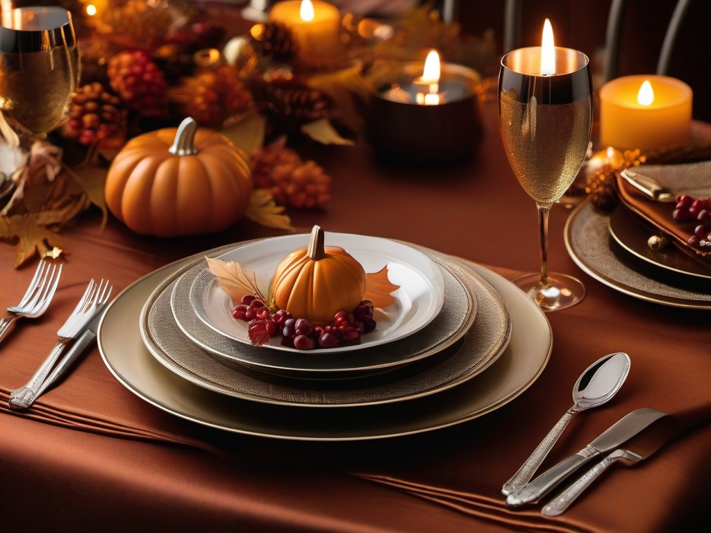 Thanksgiving Wallpaper-A festive Thanksgiving table setting, with elegant tablecloths, sparkling centerpieces, and festive tableware.  aesthetic background wallpaper