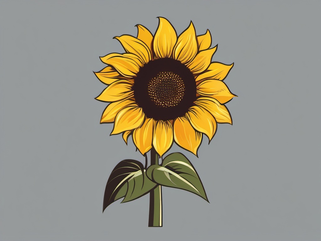 Sunflower Clipart - A sunflower basking in the sun.  color clipart, minimalist, vector art, 