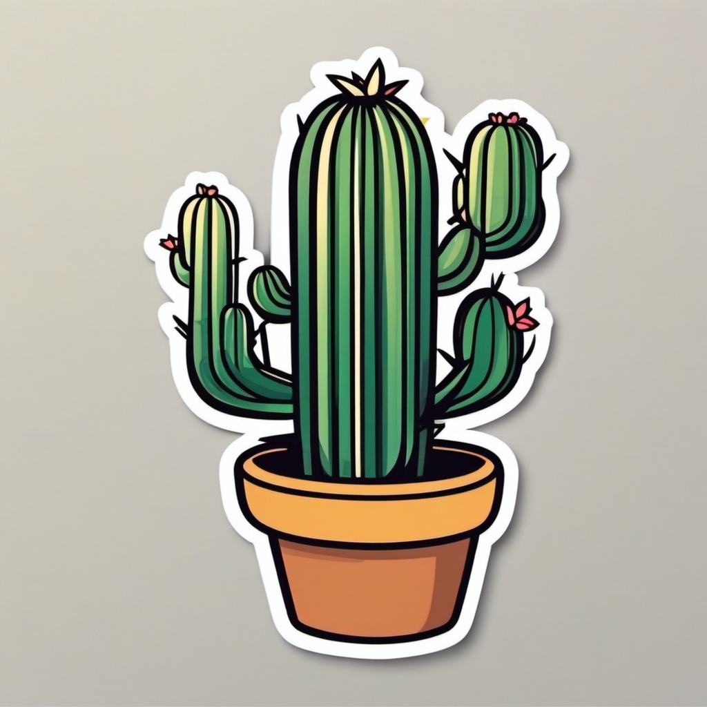 Cactus Sticker - Cute cactus charm, ,vector color sticker art,minimal