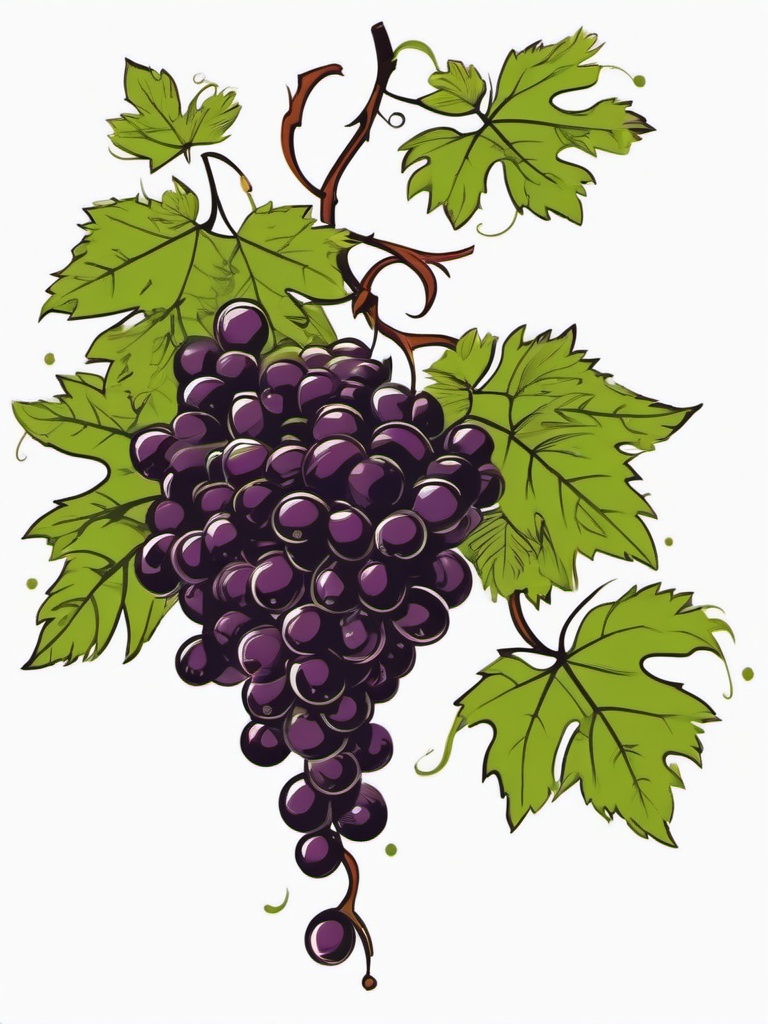 small grape vine tattoo  simple vector color tattoo