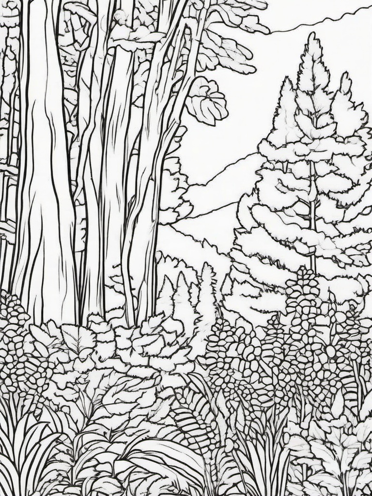 Plant Coloring Pages - Plant in the forest  simple coloring pages